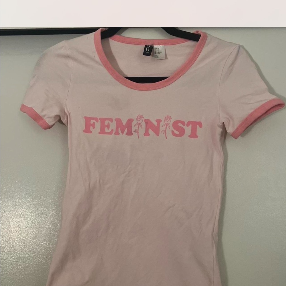 H&M Light Pink Feminist Tee